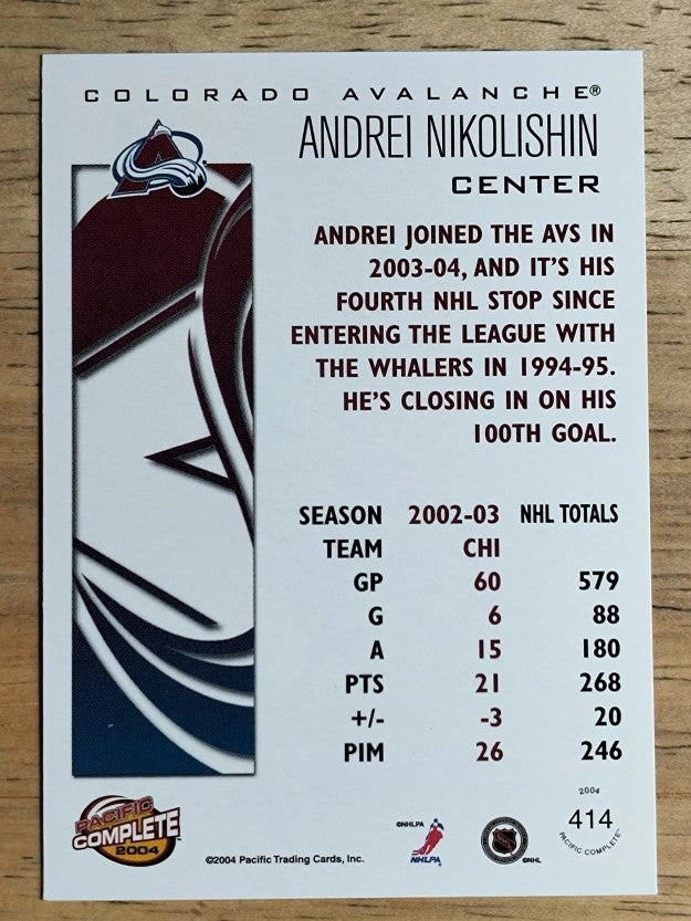 2003-04 Pacific Complete #414 Andrei Nikolishin