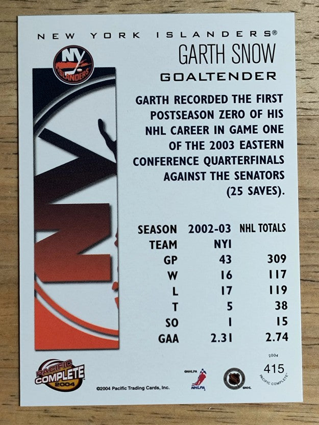 2003-04 Pacific Complete #415 Garth Snow