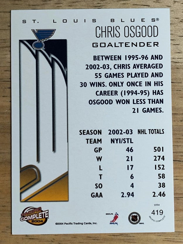 2003-04 Pacific Complete #419 Chris Osgood