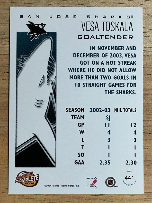 2003-04 Pacific Complete #441 Vesa Toskala
