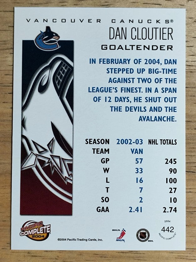 2003-04 Pacific Complete #442 Dan Cloutier