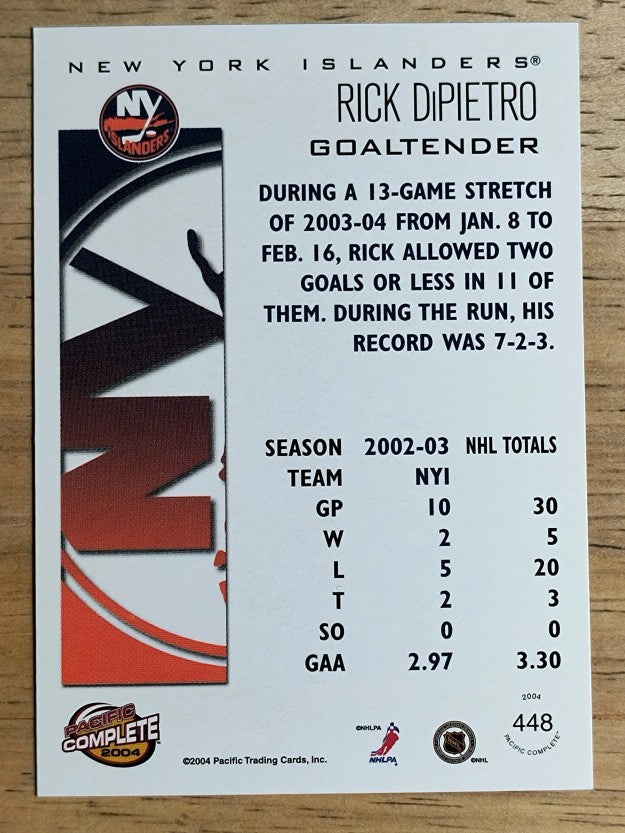 2003-04 Pacific Complete #448 Rick DiPietro