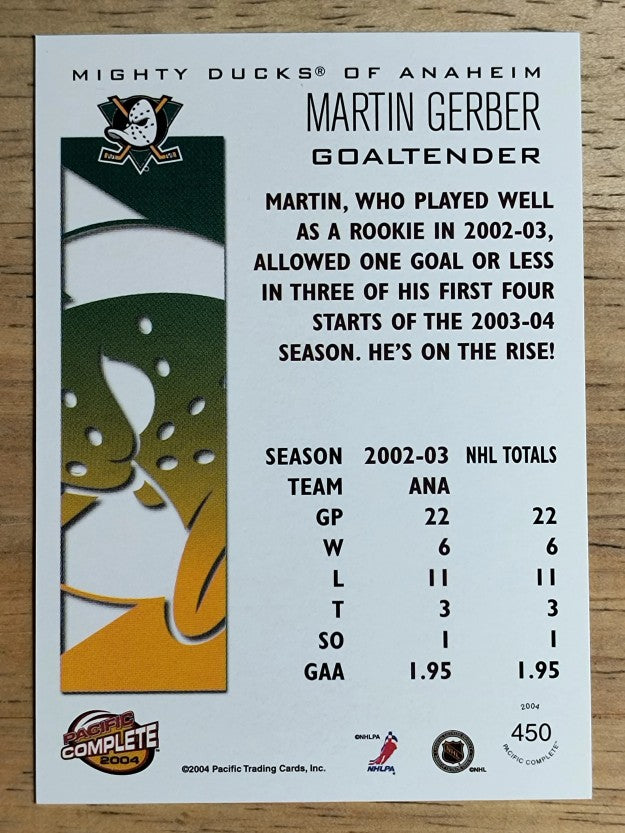 2003-04 Pacific Complete #450 Martin Gerber