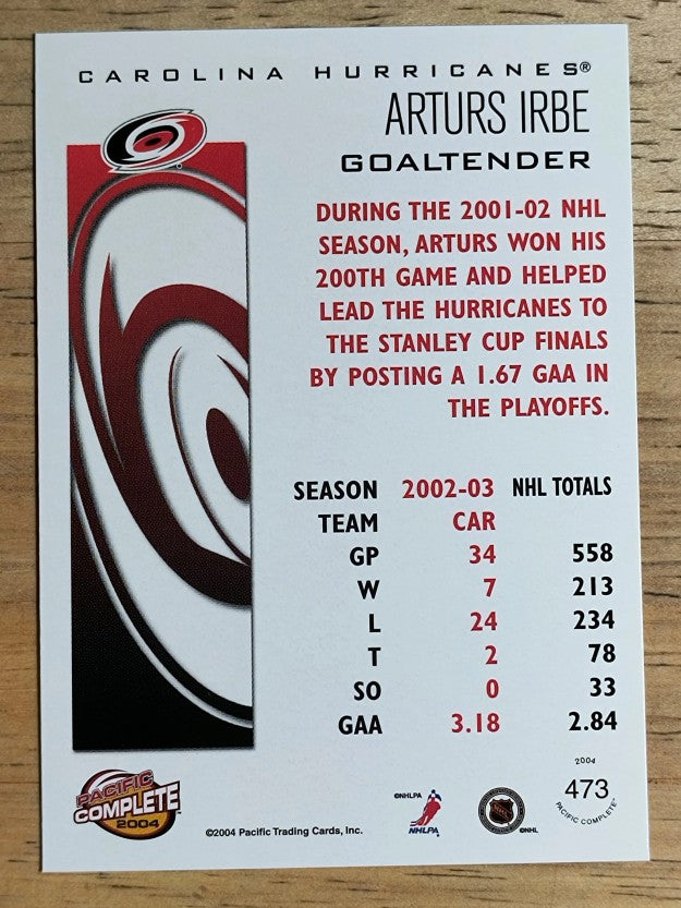 2003-04 Pacific Complete #473 Arturs Irbe
