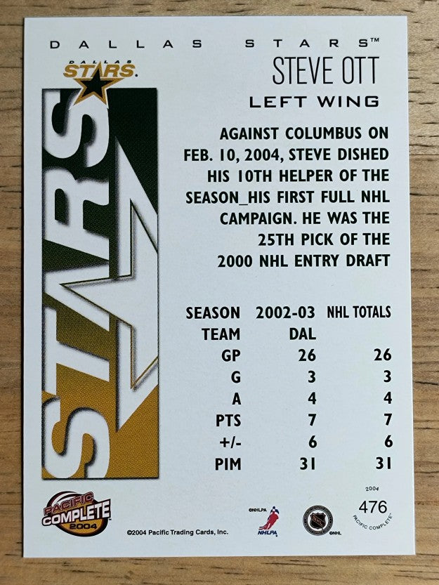 2003-04 Pacific Complete #476 Steve Ott