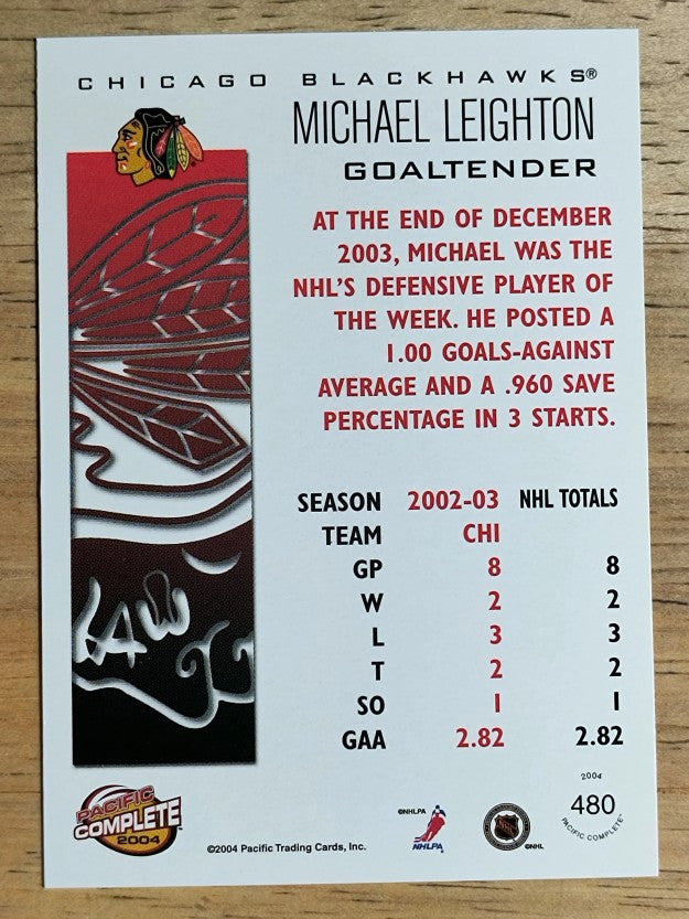 2003-04 Pacific Complete #480 Michael Leighton