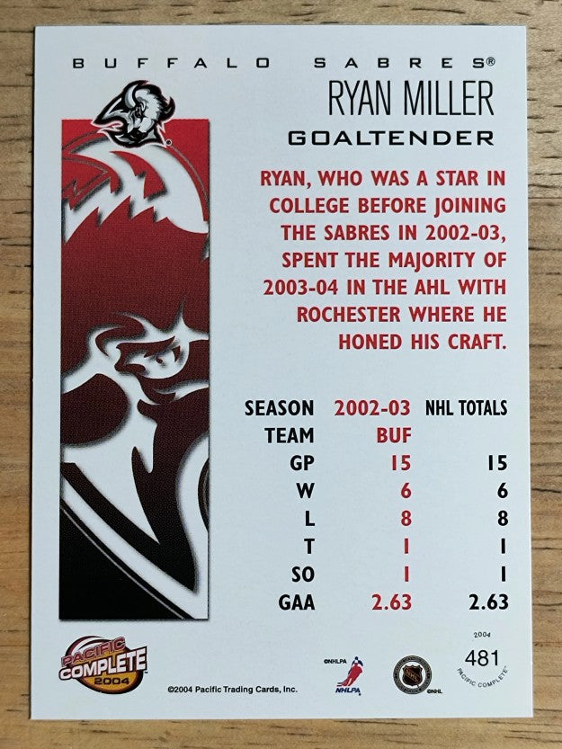 2003-04 Pacific Complete #481 Ryan Miller