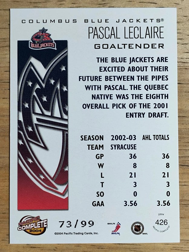 2003-04 Pacific Complete Red #426 Pascal Leclaire