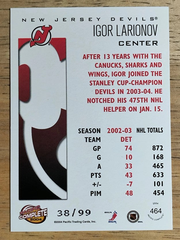 2003-04 Pacific Complete Red #464 Igor Larionov
