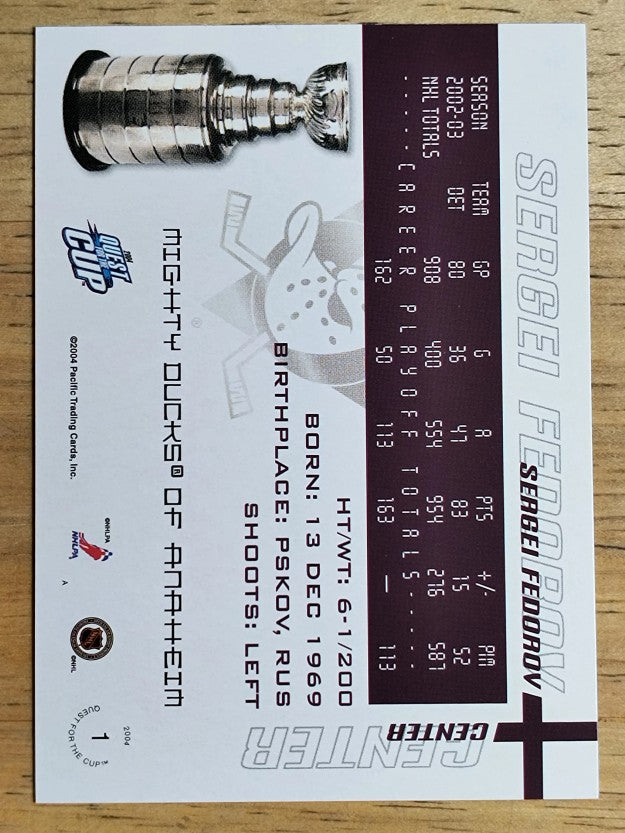 2003-04 Pacific Quest for the Cup #1 Sergei Fedorov