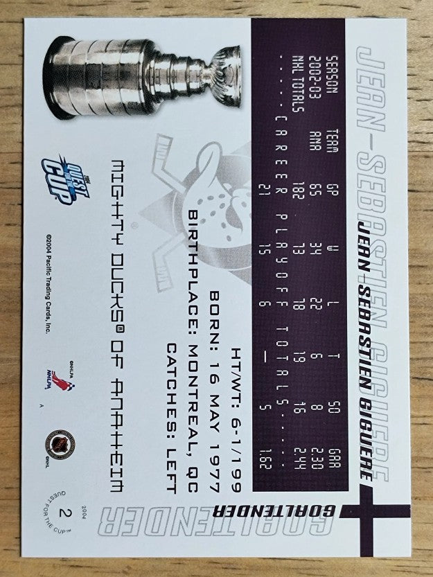 2003-04 Pacific Quest for the Cup #2 Jean-Sebastien Giguere