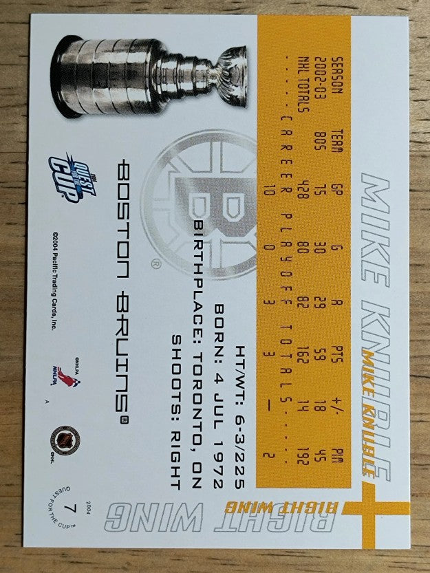 2003-04 Pacific Quest for the Cup #7 Mike Knuble
