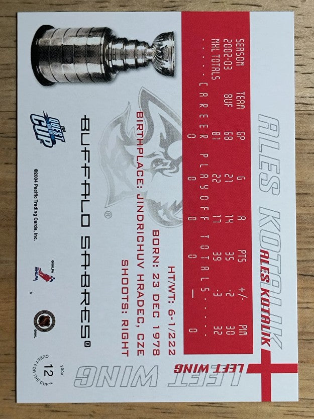 2003-04 Pacific Quest for the Cup #12 Ales Kotalik
