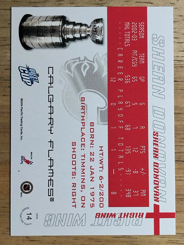 2003-04 Pacific Quest for the Cup #14 Shean Donovan