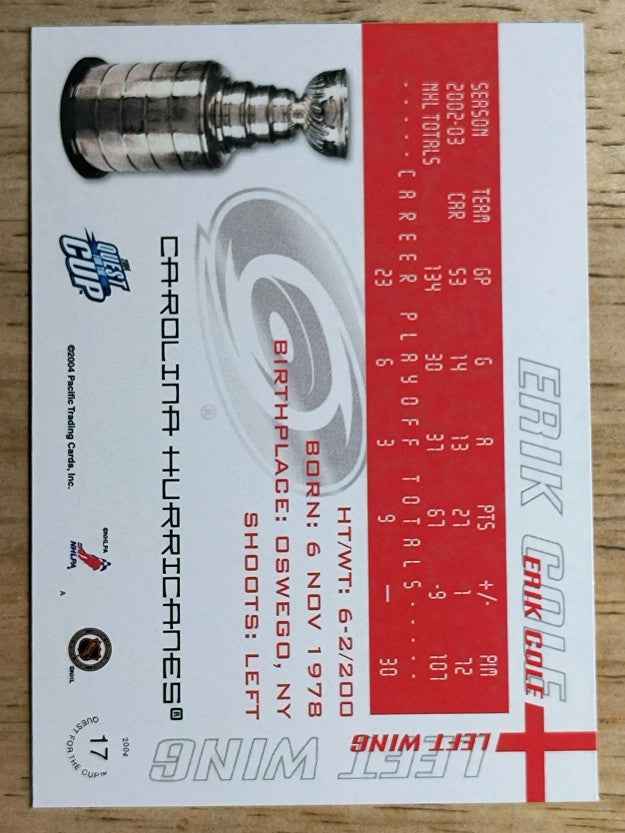 2003-04 Pacific Quest for the Cup #17 Erik Cole