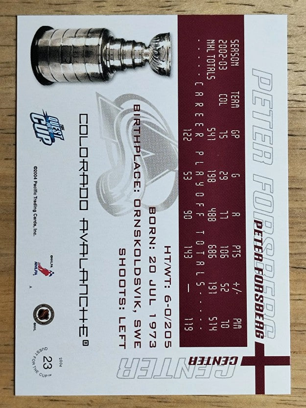2003-04 Pacific Quest for the Cup #23 Peter Forsberg