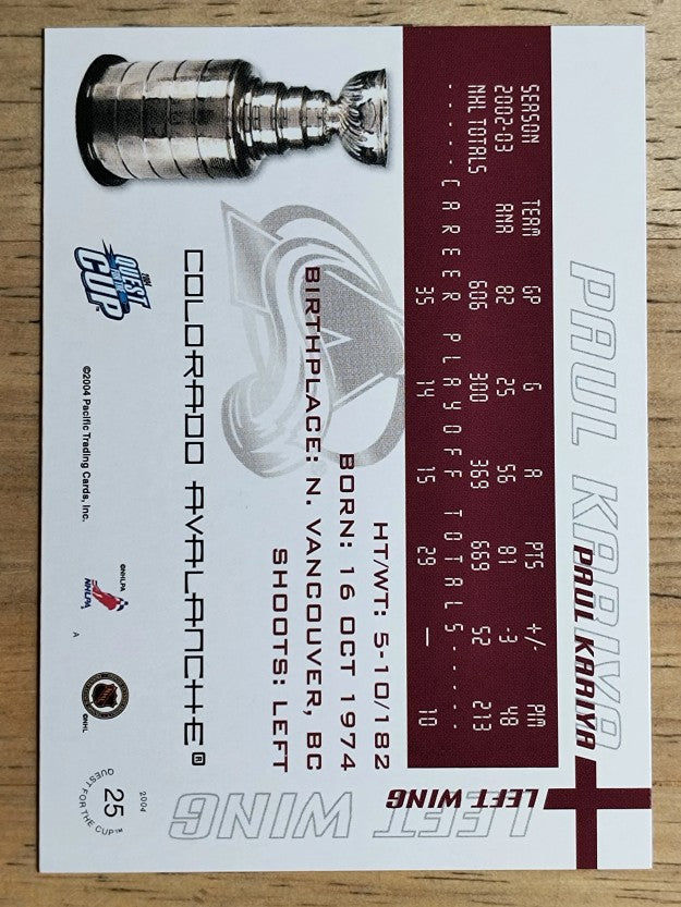 2003-04 Pacific Quest for the Cup #25 Paul Kariya
