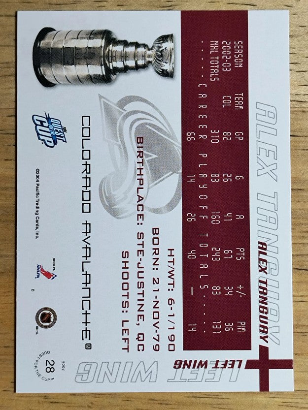 2003-04 Pacific Quest for the Cup #28 Alex Tanguay