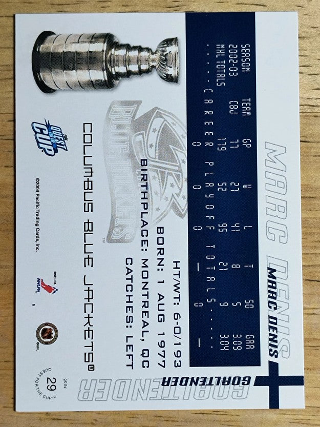 2003-04 Pacific Quest for the Cup #29 Marc Denis