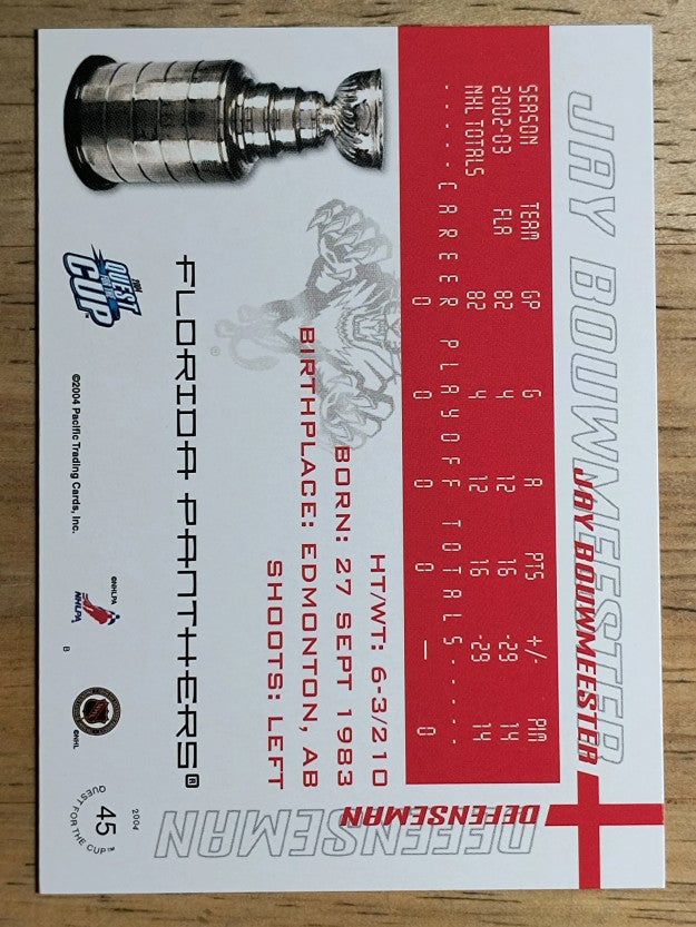 2003-04 Pacific Quest for the Cup #45 Jay Bouwmeester