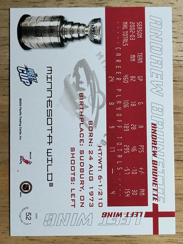 2003-04 Pacific Quest for the Cup #52 Andrew Brunette
