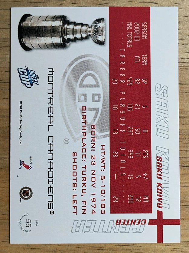 2003-04 Pacific Quest for the Cup #55 Saku Koivu