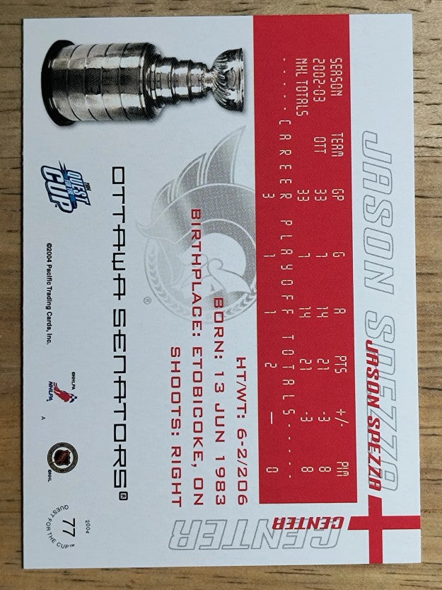2003-04 Pacific Quest for the Cup #77 Jason Spezza