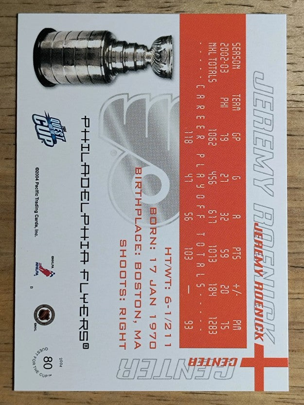2003-04 Pacific Quest for the Cup #80 Jeremy Roenick