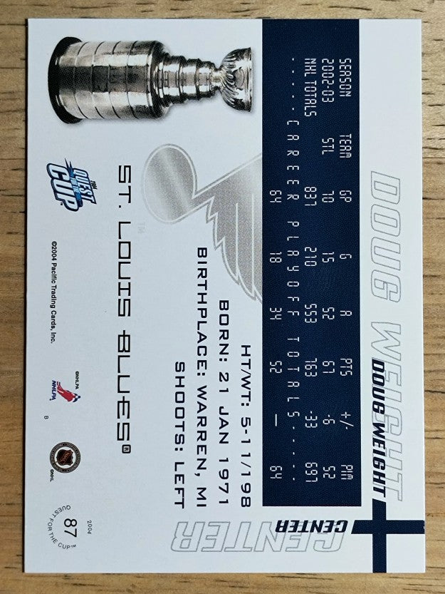 2003-04 Pacific Quest for the Cup #87 Doug Weight