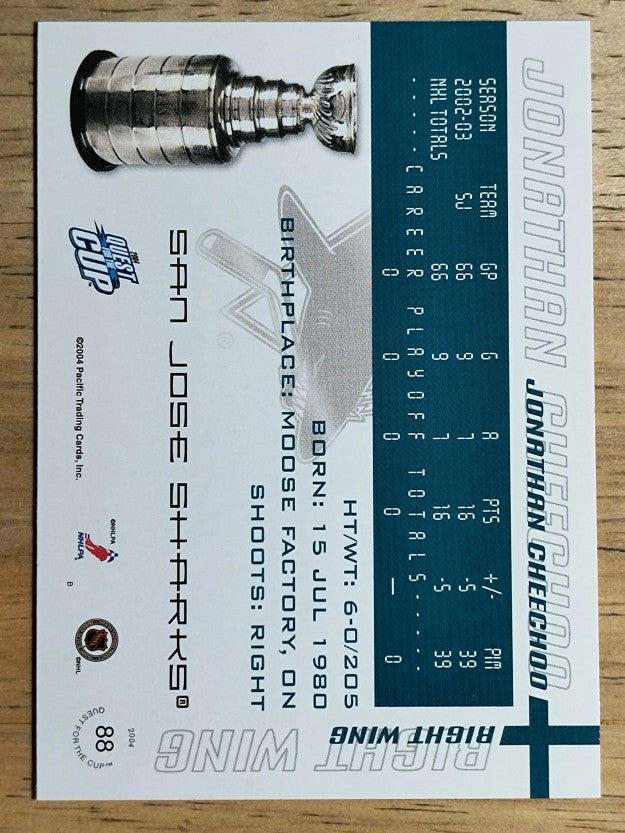 2003-04 Pacific Quest for the Cup #88 Jonathan Cheechoo