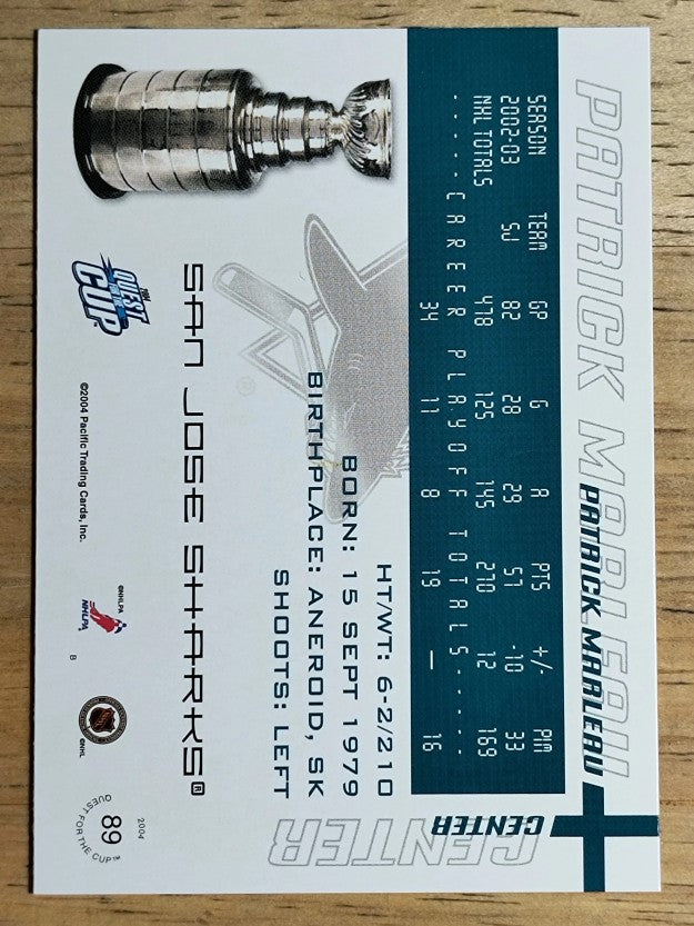2003-04 Pacific Quest for the Cup #89 Patrick Marleau