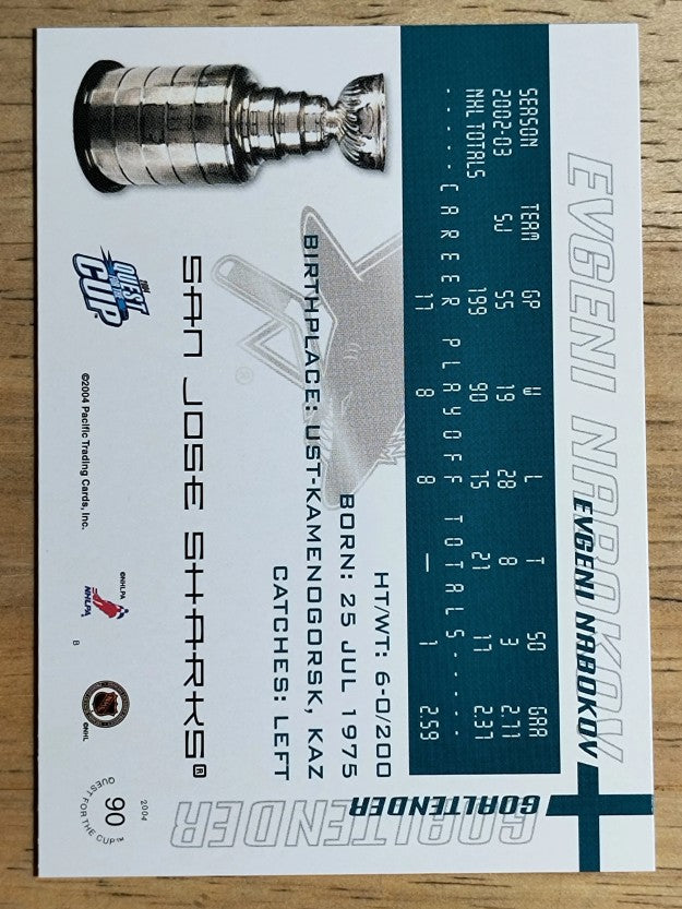 2003-04 Pacific Quest for the Cup #90 Evgeni Nabokov
