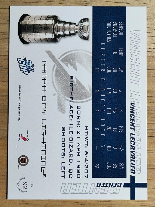 2003-04 Pacific Quest for the Cup #92 Vincent Lecavalier