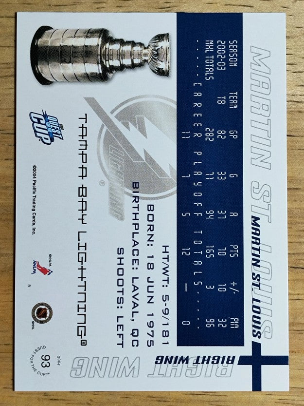 2003-04 Pacific Quest for the Cup #93 Martin St. Louis