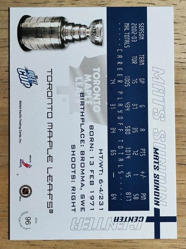 2003-04 Pacific Quest for the Cup #96 Mats Sundin