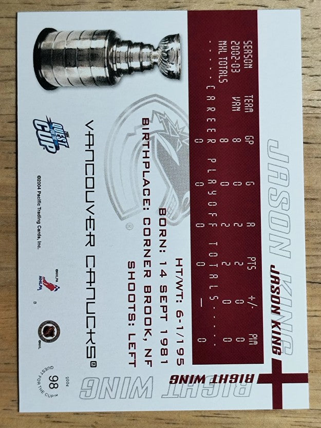 2003-04 Pacific Quest for the Cup #98 Jason King