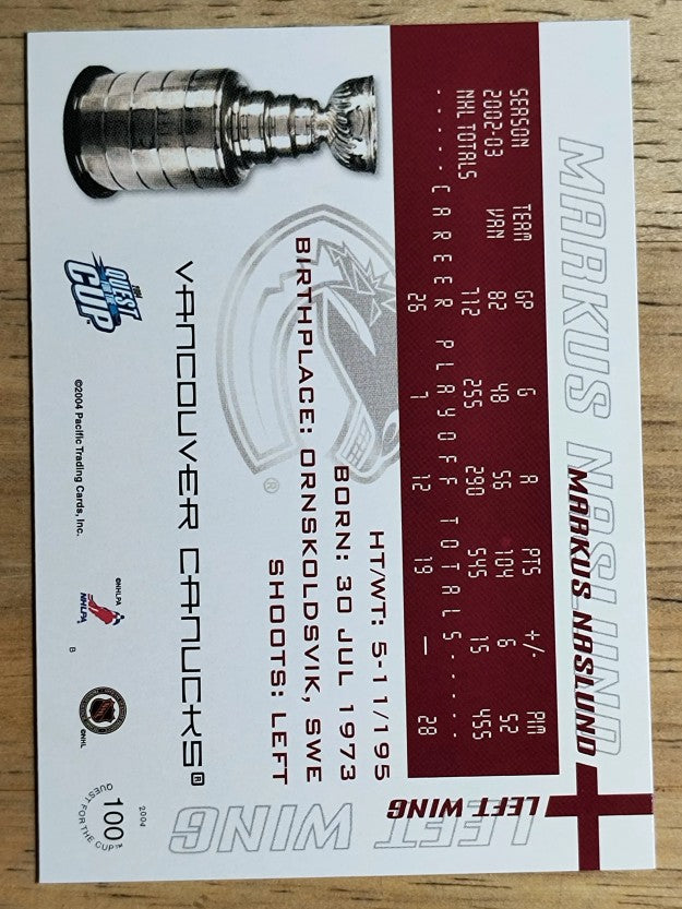 2003-04 Pacific Quest for the Cup #100 Markus Naslund