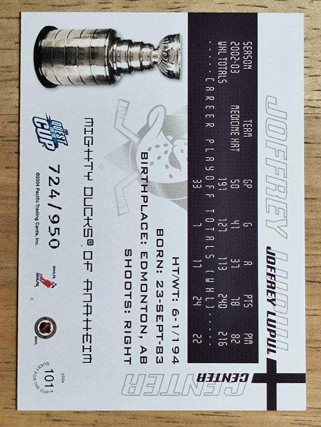 2003-04 Pacific Quest for the Cup #101 Joffrey Lupul RC