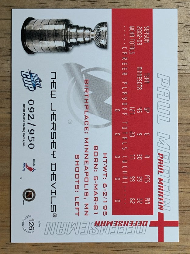 2003-04 Pacific Quest for the Cup #126 Paul Martin RC