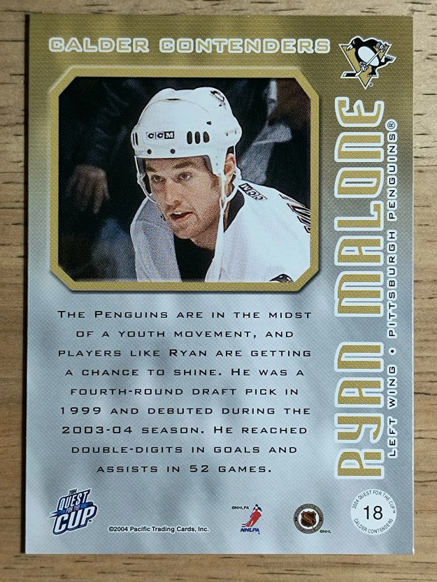 2003-04 Pacific Quest for the Cup Calder Contenders #18 Ryan Malone