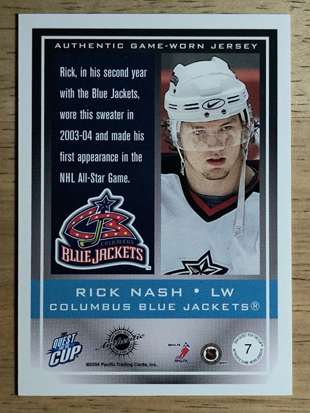 2003-04 Pacific Quest for the Cup Jerseys #7 Rick Nash