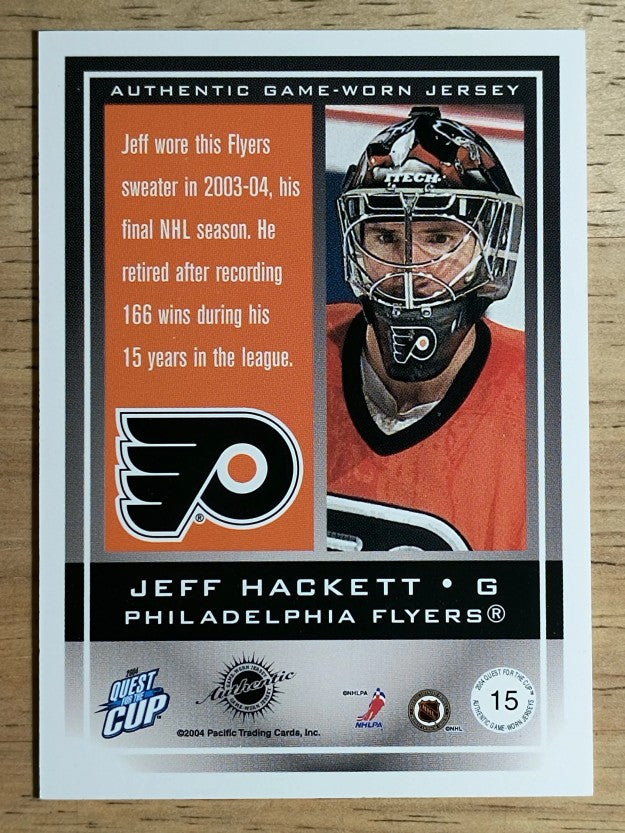 2003-04 Pacific Quest for the Cup Jerseys #15 Jeff Hackett