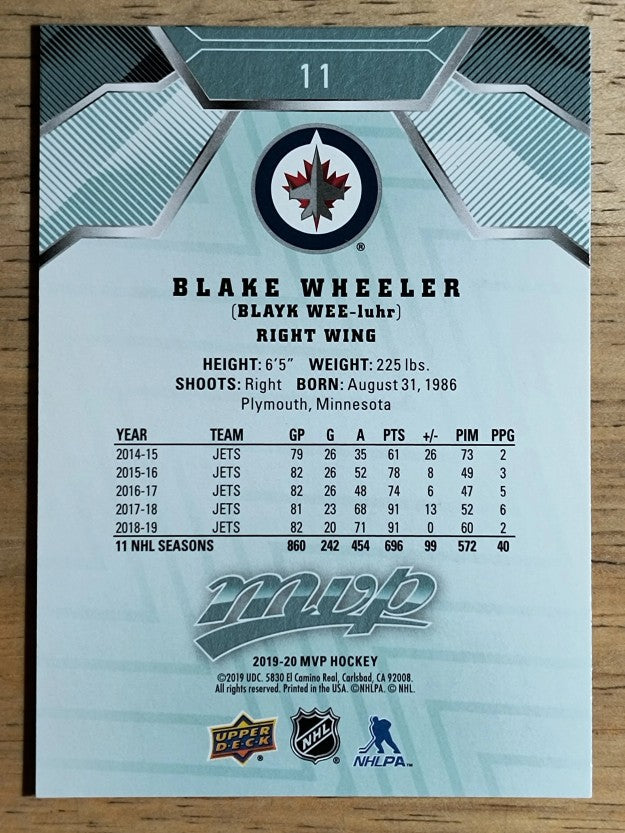 2019-20 Upper Deck MVP #11 Blake Wheeler