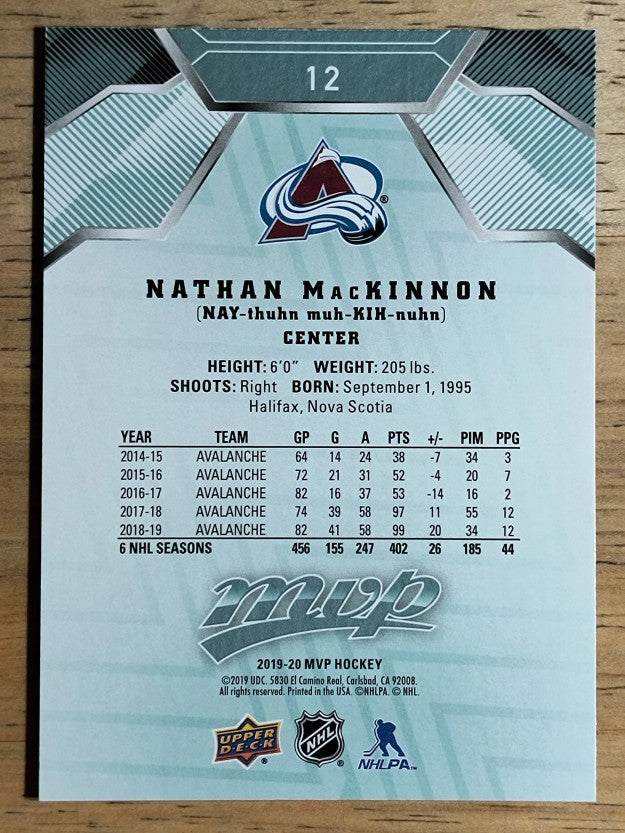 2019-20 Upper Deck MVP #12 Nathan MacKinnon