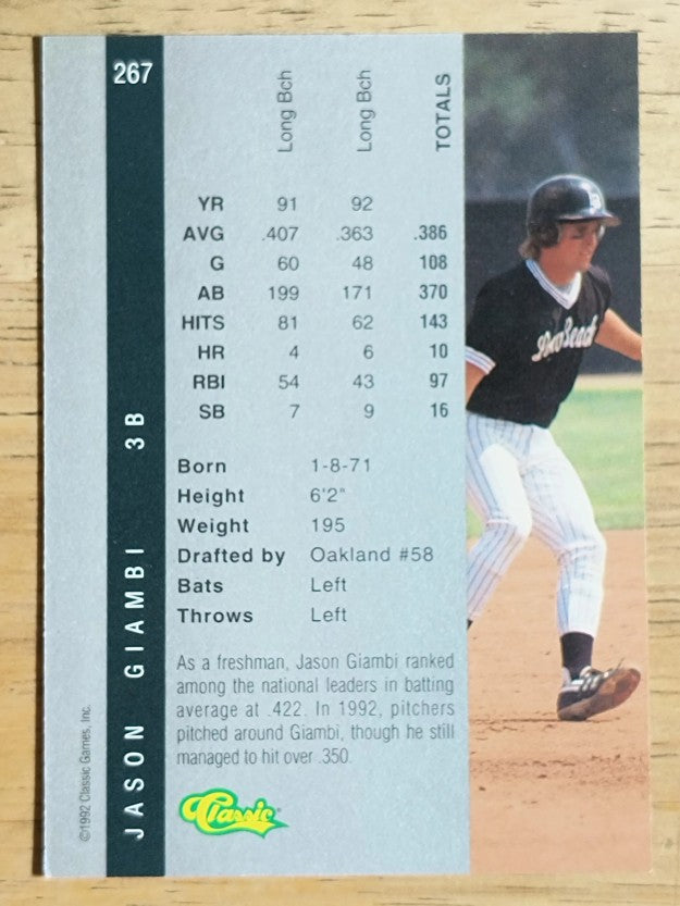 1992 Classic Four Sport #267 Jason Giambi