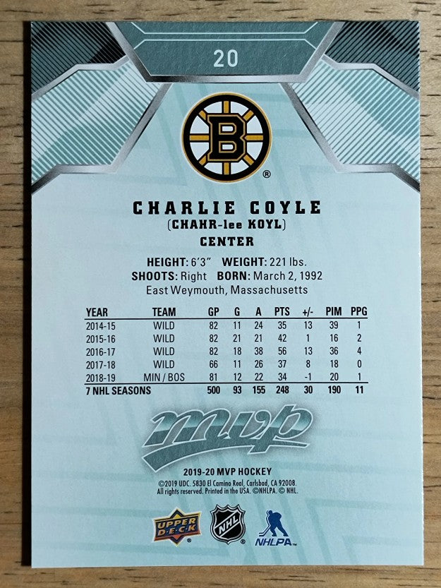 2019-20 Upper Deck MVP #20 Charlie Coyle