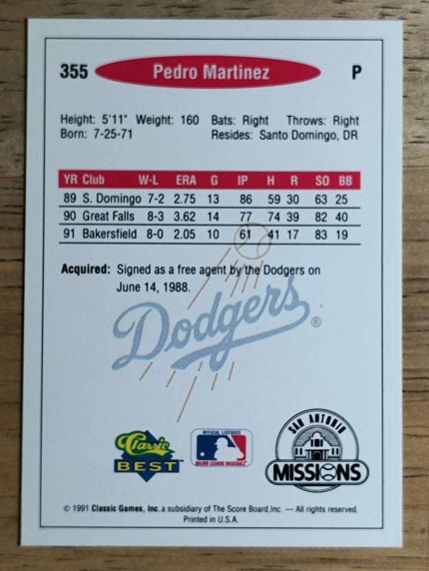 1991 Classic/Best #355 Pedro Martinez
