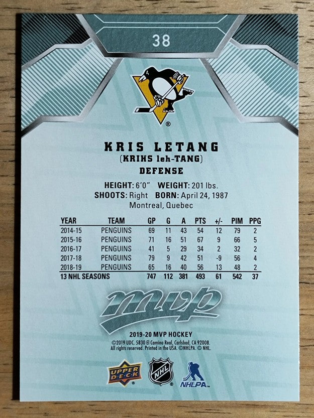 2019-20 Upper Deck MVP #38 Kris Letang