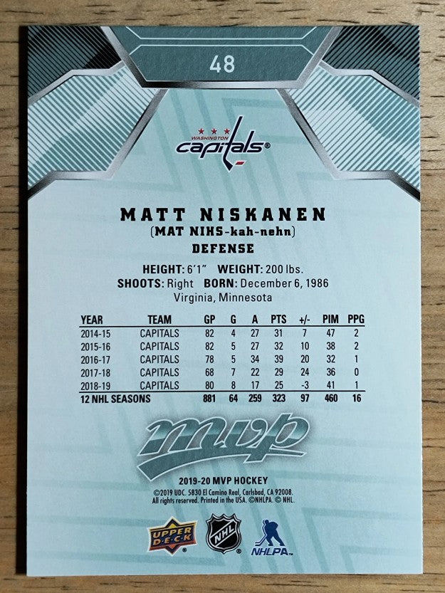 2019-20 Upper Deck MVP #48 Matt Niskanen