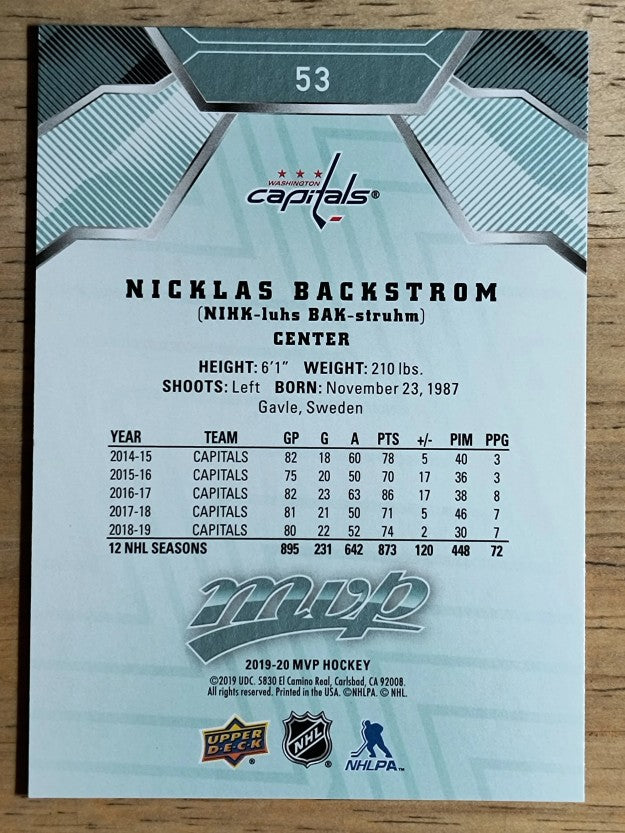 2019-20 Upper Deck MVP #53 Nicklas Backstrom